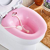 EasyBravo Sitz ba&ntilde;o con desag&uuml;e sobre el inodoro ba&ntilde;o perineal para alivio hemorroideal, ideal para pacientes con postepisiotom&iacute;a, para mujeres embarazadas, para ancianos (rosa)