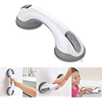 YoungRich Manijas de Ba&ntilde;o Ducha de Succi&oacute;n Mango de Soporte con Fuerte Lech&oacute;n Asidero de Agarre de Mano Mango de Ba&ntilde;o para Mantener el Equilibrio de la Ducha 28 x 9 x 7 cm Blanco + Gris