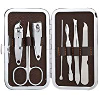 InisIE 7 en 1 port&aacute;tiles de acero inoxidable de u&ntilde;as de manicura de Clippers del clavo del cortador del arte del clavo herramientas del Kit de pedicura Trimmer