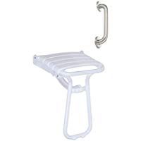 AsinoX 42101001 - Asiento de ducha y barra inoxidable, color blanco