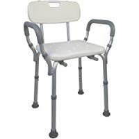 Mobiclinic Silla de ducha/ba&ntilde;o con respaldo | Altura regulable | Conteras antideslizantes | Reposabrazos acolchados | Estable y seguro | Peso m&aacute;ximo soportado 135 Kg | Modelo Puerto
