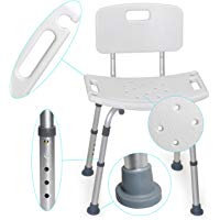 MedX5 taburete de ducha con respaldo de altura regulable, silla para ba&ntilde;arse, taburete para ba&ntilde;arse, carga m&aacute;xima: 135 kg con travesa&ntilde;os ADICIONALES