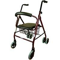 Mobiclinic Andador para Ancianos de 4 Ruedas | Frenos por Presi&oacute;n | Aluminio Ultraligero | Regulable en Altura | Plegable | con Asiento y Cesta | Elegante Dise&ntilde;o Cromado | Top Ventas | Modelo Prado