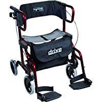 Drive Medical Diamond Deluxe - Silla de rueda, con reposapi&eacute;s, color negro y rojo