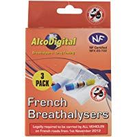 AlcoDigital Alcohol&iacute;metro franc&eacute;s NF aprobado &uacute;nico uso (juego de 3 unidades)