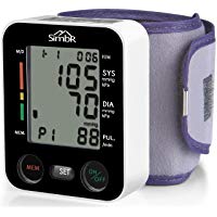 SIMBR Tensi&oacute;metro de mu&ntilde;eca Monitor de presi&oacute;n arterial Alta precisi&oacute;n y fiabilidad Gran pantalla LCD con Memoria (2 * 90) para 2 Usuarios