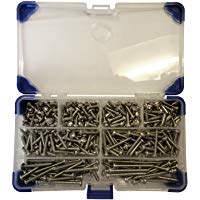 Ahc K-10070 - N&uacute;mero 8 de acero inoxidable auto cabeza plana pozi tornillos de rosca en longitudes variadas (270 piezas)