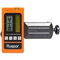 Detector l&aacute;ser para nivel l&aacute;ser de l&iacute;nea, receptor l&aacute;ser digital Huepar LR-5RG usado con l&aacute;ser de l&iacute;nea pulsante de hasta 50m, detecci&oacute;n de rayos l&aacute;ser verde y rojo, pantallas LED de tres lados
