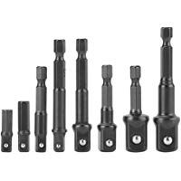 Akozon 8 Adaptadores de Brocas Taladradora, puntas de 1/4", 3/8" y 1/2" Juego de Brocas de V&aacute;stago Hexagonal
