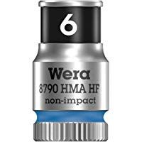 Wera 05003721001 Llave de Vaso con Arrastre de 1/4" con Funci&oacute;n de Retenci&oacute;n Azul 6 mm