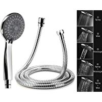 Alcachofa de Ducha de Mano, CompraFun Alcachofa con Manguera 5 Modos de Chorro de Agua, Cabeza de Ducha con el Tubo Flexible 150cm de Acero Inoxidable