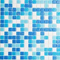 Vetro Mosaico MALIBU Mosaico De Vidrio Mezcala Azul/Blanco