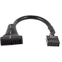 SODIAL(R)15cm USB 3.0 20 pines macho a USB 2.0 9 pines hembra Cable del adaptador