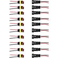 PullPritt 10 Kits 2 Pin Conector de Cable Enchufe Impermeable, Conector R&aacute;pido,con Cable El&eacute;ctrico, para Coche, Barco, Moto y Quad