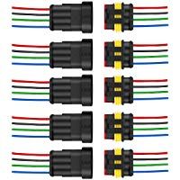2 Pin 3 Pin 4 Pin Conector de Cable Enchufe Impermeable, Conector R&aacute;pido,con Cable El&eacute;ctrico, para Coche, Barco, Moto y Quad (5 Kits 4 Pin)