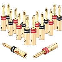 UGREEN Cable de Altavoz de Conectores Banana, Cable Tornillo Enchufes Conectores 4 mm chapados en Oro de 24 K (8 Pares)