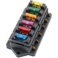 FULARR Premium 6 V&iacute;as Caja de Fusibles, Universal Circuito Est&aacute;ndar Cuchilla Portafusibles, con 10Pcs Gratis Est&aacute;ndar Cuchilla Fusibles, para Coche Barco Marino Trike &ndash;&ndash; 12V / 24V
