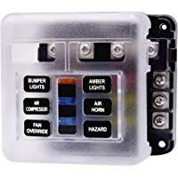 Caja de Fusibles 6 V&iacute;as Portafusibles con L&aacute;mpara de Alerta LED Kit para Coche Barco