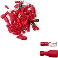100x Enchufables 50x y 50x Macho Hembra Plano Aislados - El&eacute;ctrico Terminales Rojo - Conector de Cables - Franqueo libre!