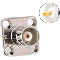 YoungerY (1pc BNCKF con Panel de Brida de 4 Orificios montado en el chasis coaxial Conector de Soldadura