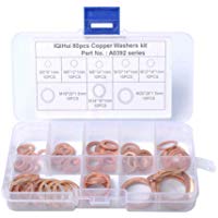 fgyhtyjuu 80PCS Cobre S&oacute;lido Crush Arandelas espaciadoras Plana del Anillo del Aceite de Frenos Kit de Sellado M5 / M6 / M8 / M10 / M12 / M14 / M16 / M20 Surtido 8 tama&ntilde;os Juntas