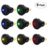 TedGem Interruptor de Bot&oacute;n ON-OFF para Coche Cami&oacute;n Moto Barco ATV 8 pcs DC 12 V 20 A coche barco cami&oacute;n remolque auto Ronda Rocker bot&oacute;n interruptor iluminado en/off bot&oacute;n interruptor SPST