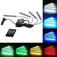 KKmoon L&aacute;mpara Barra 36 LED Luz Decorativa Atm&oacute;sfera Interior 7 Color RGB Control de Voz M&uacute;sica para Coche Auto con Mando a Distancia Inal&aacute;mbrico
