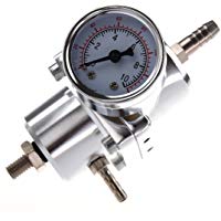 Regulador - SODIAL(R)regulador de presion de combustible ajustable con calibrador plata para coche universal