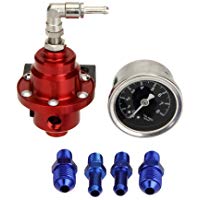 SODIAL(R) Alto Rendimiento Combustible del Coche Calibrador de Presion Ajustable Regulador Presion de Combustible Rojo