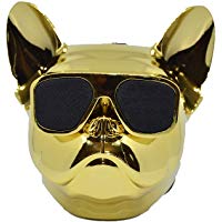 Altavoz portatil Cabeza Perro Bulldog Frances inalambrico Bluetooth, Tarjeta SD, Pendrive, FM Radio, mp3, Color Oro
