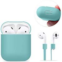 AirPods Case Protective, FRTMA Silicone Skin Case with Sport Strap for Apple AirPods, Ice Sea Blue