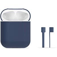 AirPods Case Protective, FRTMA Silicone Skin Case with Sport Strap for Apple AirPods, Midnight Blue