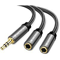 Audio y Splitter Cable, VICTECK 3.5 mm Macho a 2 x 3.5 mm Hembra Headset Stereo Jack de Audio y Cable Adaptador Compatible con iPhone, Samsung, Huawei, HTC, Sony, LG,Tablets, etc