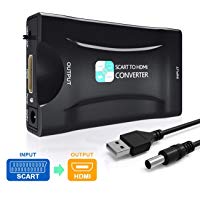 SCART a HDMI Convertidor,PORTHOLIC Euroconector a HDMI Adaptador 1080P SCART 2 HDMI Adaptador Entrada Scart Salida HDMI para HDTV,DVD BLU-Ray,Monitor,Proyector,STB,VHS,PS1,PS2,Xbox,Wii