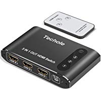 HDMI Switch, Techole Conmutador HDMI Switcher 3 Puertos con Control Remoto, Autom&aacute;tico Switch 3 Entrada a 1 Salida, Soporta 4K, 3D, 1080P para PS4, PS3, Xbox, BLU-Ray, DVD, Chromecast y Fire Stick