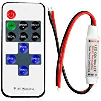 Controller LED CC 5-24V 12A Remote Control LED Strip 2 pines Tira LED Controlador RF Inal&aacute;mbrico Receptor Adaptador Solo Color Cinta LED DC 12V Control Remoto Banda LED Dimmer de Cadena de Luces LED