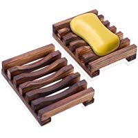 Jabonera de Madera con Ducha (2 piezas), Rusee Titular Soapbox Mano Madera Jabonera de Bamb&uacute; Natural para Ducha de Ba&ntilde;o