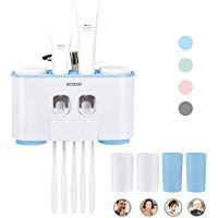 YOUDO - Dispensador autom&aacute;tico de Pasta de Dientes y Soporte para Cepillo de Dientes con Montaje en Pared - Manos Libres 2 Pinzas de Pasta de Dientes con 5 cepillos - Ajuste para ni&ntilde;os y Adultos