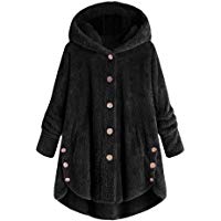 Abrigos Mujer Invierno Largos Felpa con Capucha Su&eacute;ter POLP Capa mullida Tops Caliente Chaqueta Bot&oacute;n Abrigo de Pieles Flojo del Cuello Talla Grande Elegante S-5XL