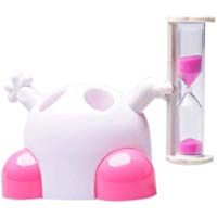 Portacepillos de Dientes Temporizador de Cepillado Tiempo de Reloj de Arena de 3 Minutos Simple Durable Prevenir el Agua Estancada Crianza Bacteriana Ni&ntilde;o Estudiante Creatividad Casera