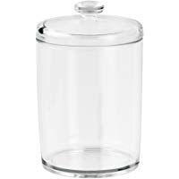 InterDesign Basic caja almacenaje | Bote para discos desmaquillantes | Accesorios para ba&ntilde;os para bolas de algod&oacute;n o cosm&eacute;tica | Pl&aacute;stico transparente