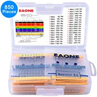 850 unidades EAONE de 30 valores, juego de 1% de resistencia, 0 Ohm-1M Ohm 1/4W resistencias de pel&iacute;cula de metal, surtido para bricolaje y experimentos