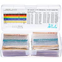 Kit de 1140 Piezas de Resistores Electr&oacute;nicos de Pel&iacute;cula de Metal, 38 Valores 1% Resistores Variados desde 10 &Omega; a 1 M&Omega; 1/4 W Resistor Variedad Paquete para Experimentos y Proyectos de Bricolaje