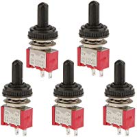 UKCOCO 5 x Encendido/apagado mini peque&ntilde;o interruptor de palanca + tapa a prueba de agua 2P (rojo)