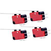 Hemobllo Interruptores de l&iacute;mite de 4 PCS interruptor pulsador moment&aacute;neo a prueba de agua 2 pines micro palanca de bisagra larga