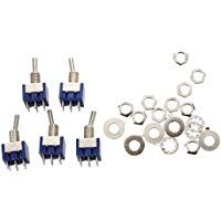 TOOGOO(R) 5pzs Mini Interruptor de palanca miniatura ENCENDIDO -APAGADO - ENCENDIDO 2P2T DPDT de 3 posiciones