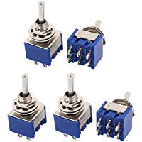 sourcingmap 5 piezas AC 125V 6A DPDT ON-ON 6 pines Interruptor de palanca miniatura enclavamiento de terminal