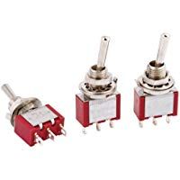 SODIAL(R) Interruptor de Palanca Momentaneo SPDT 2 Vias - Montura de 6mm - 3 Piezas - AC250V 3A 120V 5A