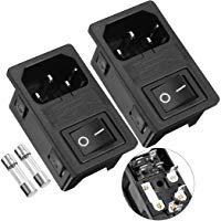 2 piezas IEC 320 C14 Z&oacute;calo De Entrada w Fusible Interruptor Oscilante AC 250V 1