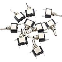 SODIAL(R) 10 x Interruptor ON/OFF Metal LED Lampara luz Color Rojo DC 12V para Coche